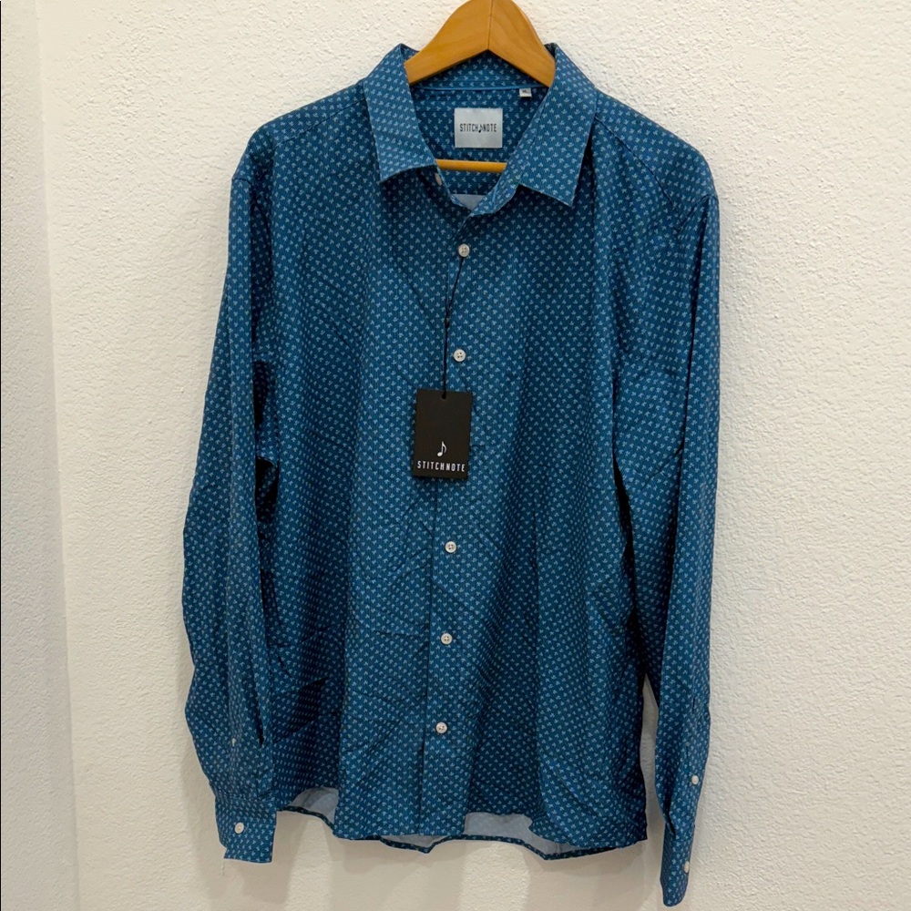NWT Stitch Note Teal Button Down Shirt XL